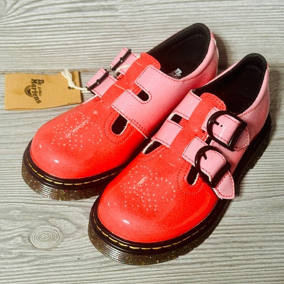 Dr. Martens Girl's Youth 8065 J Pink Gradient Glitter Size 11 Mary Jane Patent - Picture 4 of 10